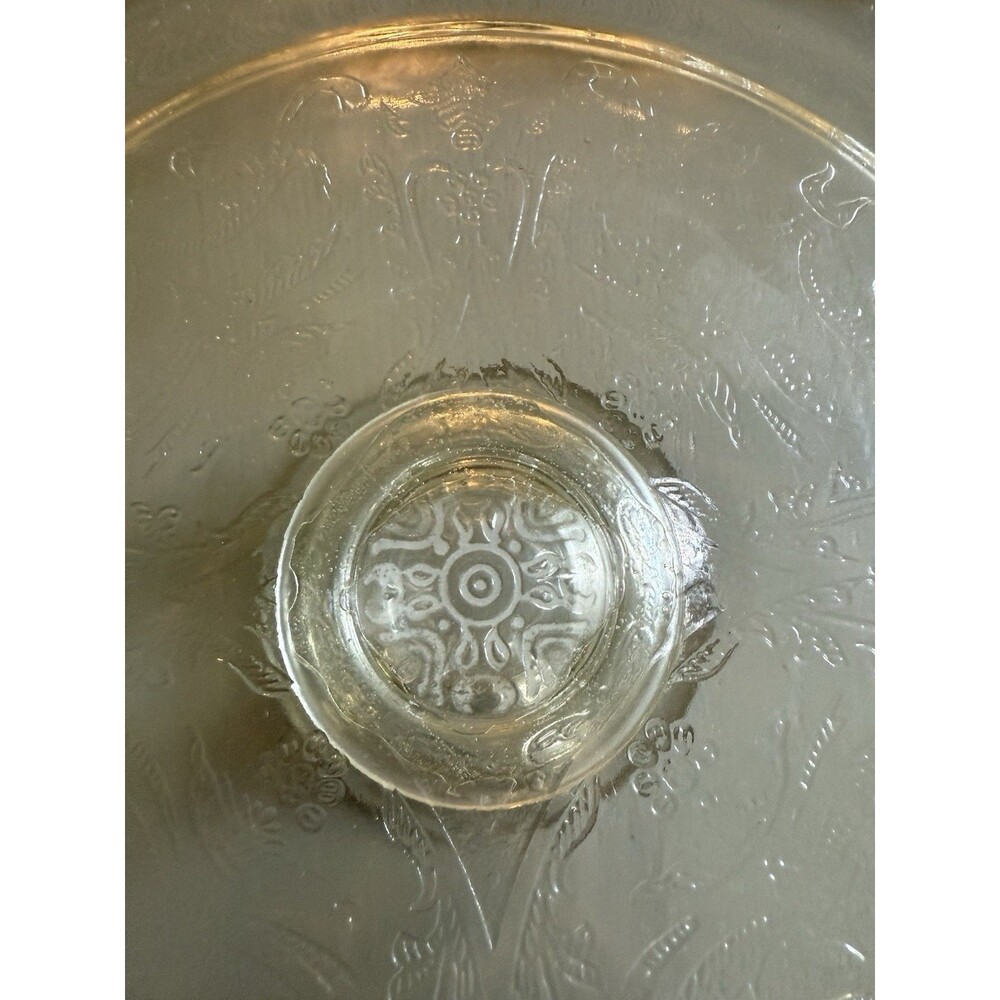 Antique Vintage 10" Depression Glass Madrid Pattern Clear Pedestal Cake Stand - Picture 4 of 4